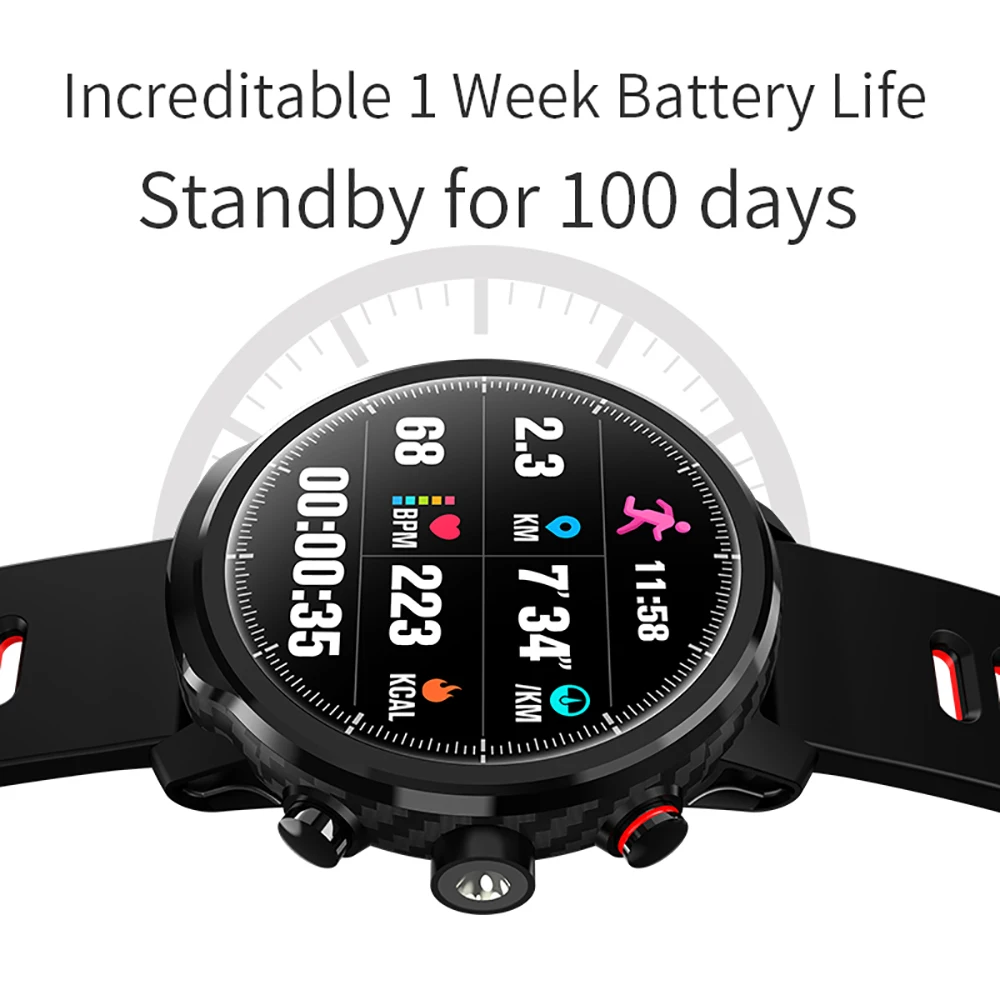 LEMFO L5 умные часы для мужчин полный круглый дисплей IP68 Водонепроницаемый кровяное давление монитор сердечного ритма Smartwatch для Android IOS