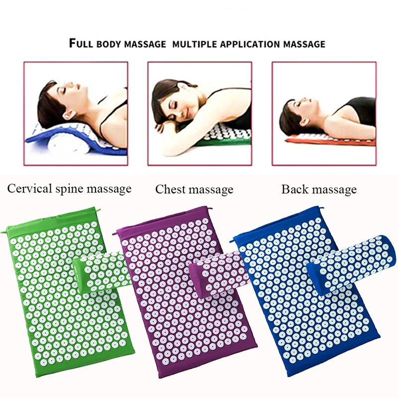 Massager Cushion Massage Yoga Mat Acupuncture with Pillow Acupressure Relieve Stress Back Body Pain Spike |