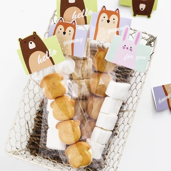 

20Pcs Candy Bags Cute Animal Cookie Bags Gift Bags With Cards Wedding Baby Shower Birthday Party Candy Box Plastic Packaging Bag