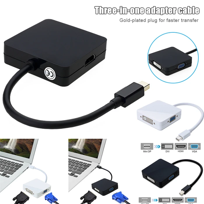 Дисплей порт VGA HDMI DVI кабель 3 в 1 адаптер конвертер для компьютера проектор PUO88