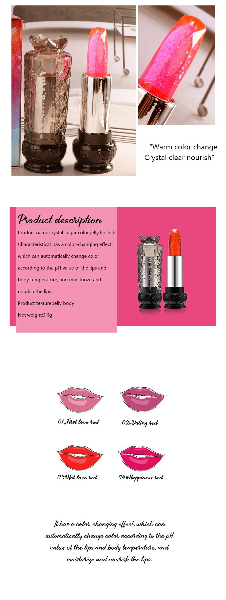 Transparent Changed Color Lip Balm Pink Pintalabios Jelly Flower Makeup Temperature Lipstick Moisturizer Long-lasting Lipbalm