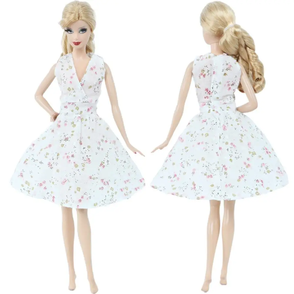 Лот модные пасторальные стили v-образным вырезом Мини платья Цветочный халат Повседневная Милая летняя крутая одежда для Барби аксессуары для кукол игрушки - Цвет: 1