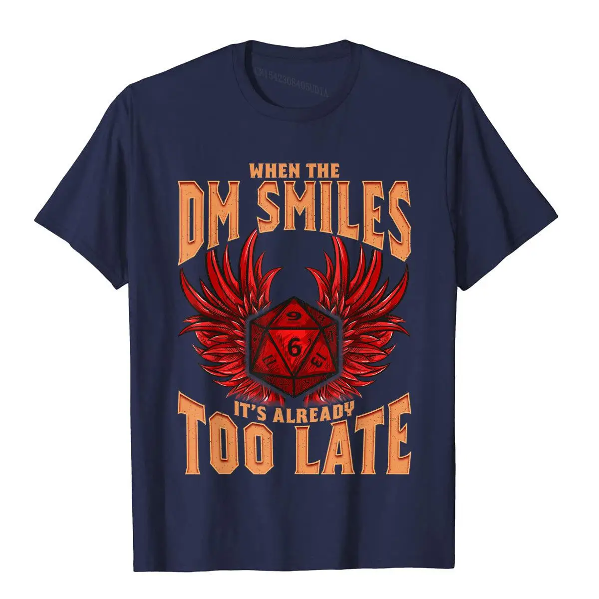 When the DM Smiles It's Already Too Late Dice Gaming T-Shirt__B12234navy