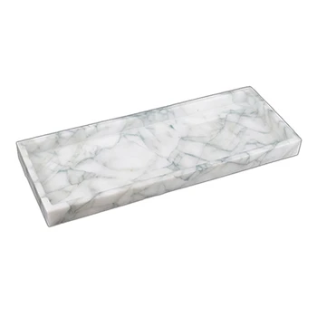 

Marble Pattern Storage Tray Resin Jewelry Display Plate Creative Dessert Snack Cake Plate Restaurant Serving Tray Cyan-Blue