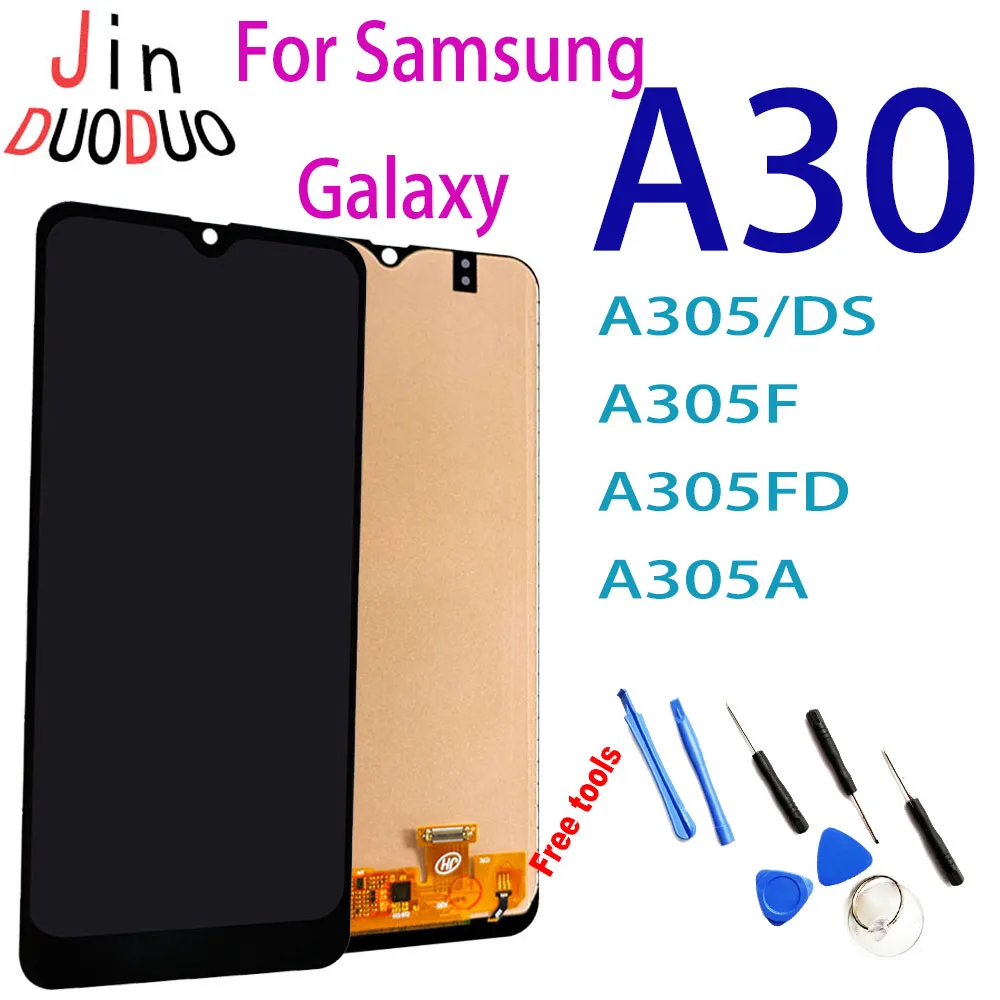 

Super Amoled For Samsung Galaxy A30 A305/DS A305F A305FD A305A Display Touch Screen LCD Digitizer Assembly+ Free Tools