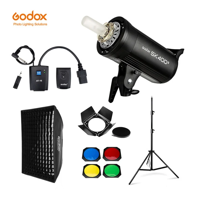Umbrella Barn Door Carrying Case Accessory Kits Wireless Trigger GODOX SK400II 3 x 400Ws 2.4G Bowens Mount Strobe Flash Kits for Photography Lighting Portrait Photography Softbox Light Stands