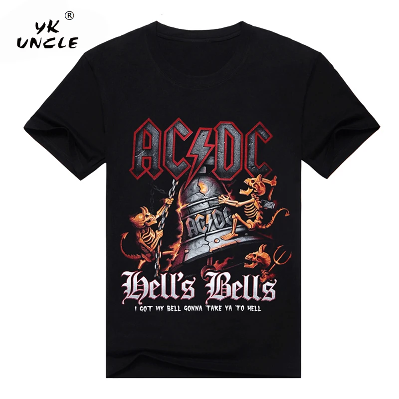 As the picture 2 YK UNCLE брендовая мужская/женская футболка из хлопка AC/DC, рок-группа acdc, летняя мужская однотонная черная свободная футболка, топы - Цвет: As the picture 2