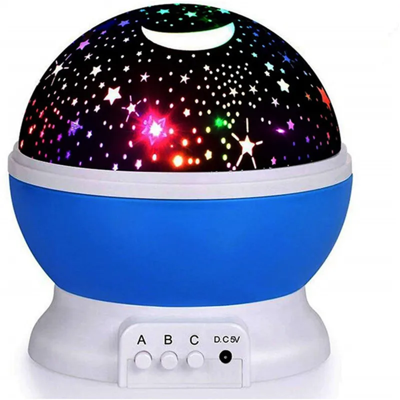 Ночник-светильник с голубой звездой, яркая Ночная лампа для детей, вращающаяся романтическая Волшебная Подарочная игрушка для сна
