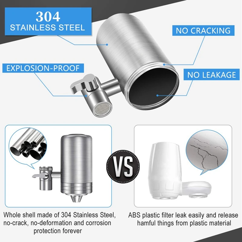 Faucet Water Filter, 304 Stainless-Steel Water Faucet Filtration System, High Water Flow Tap Water Filter, Water Purifier Remove