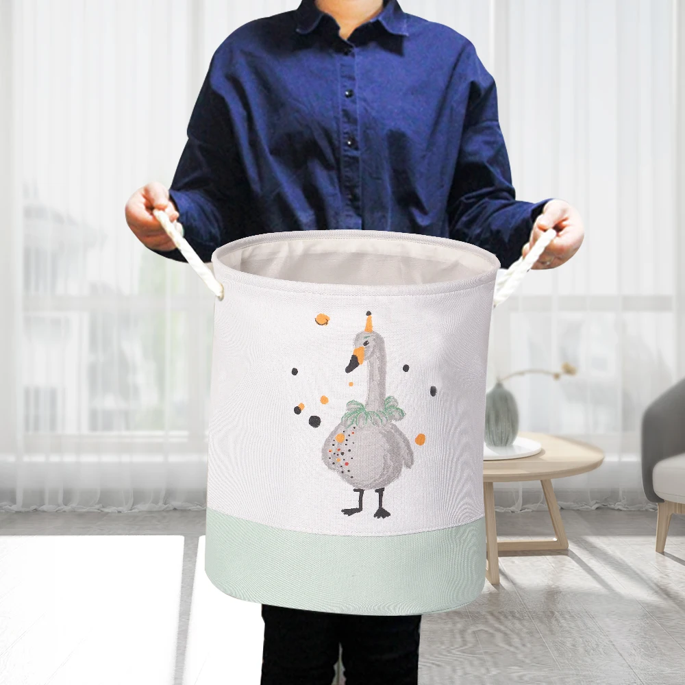 EVA Холст Ткань Круглый складной корзина для белья грязная одежда Органайзер игрушки ящик для хранения ведро корзина с ручками 1 шт