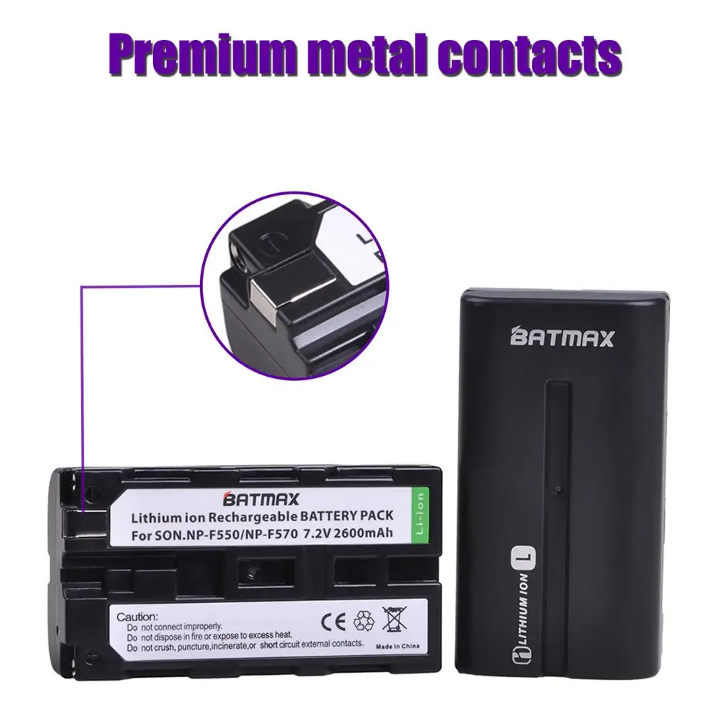 Фото Аккумулятор Batmax NP-F550 NP-F570 + двойное зарядное устройство USB со светодиодной подсветкой для фото №2