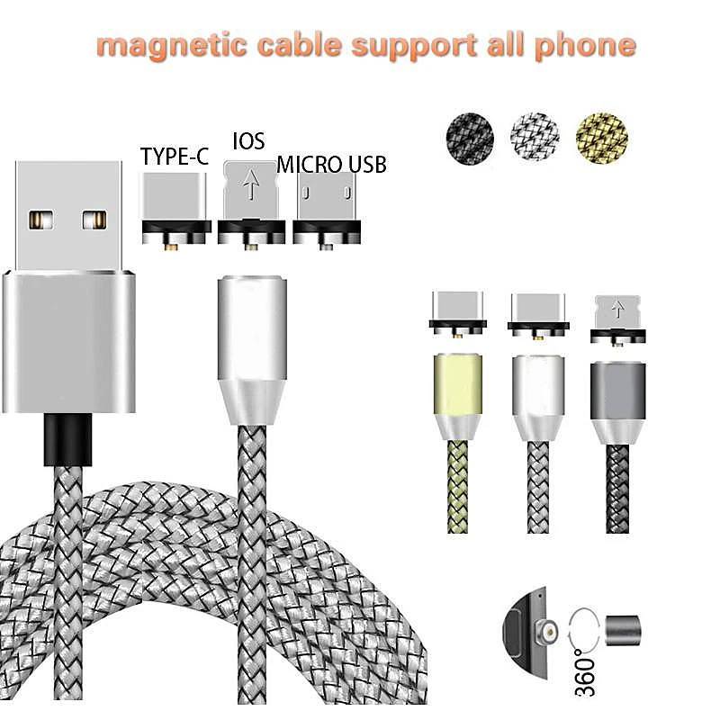 Магнитный usb-кабель для быстрой зарядки кабель типа C магнитное зарядное устройство для зарядки данных Micro USB кабель для iPhone для мобильного телефона Магнитный кабель