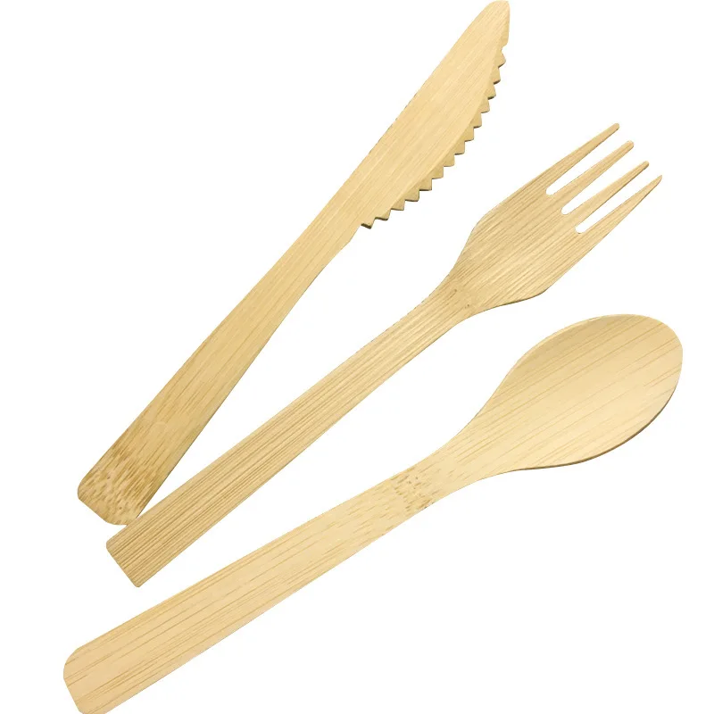 

30 pieces 100% All-Natural Disposable Bamboo Spoon Forks and Knife Eco-Friendly Bamboo Cutlery for Biodegradable