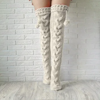 

Pink Warm Thigh High Socks For Ladies Girls New Fashion Knee Socks Women Winter Sexy Knitted Long Socks Women Long Stockings