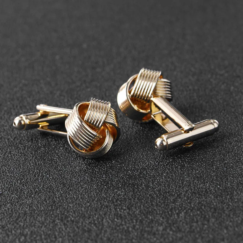 

Knot Cufflinks For Men Shirt Cufflinks Silver Gold Color Plated Unique Fashion Business Wedding French Cuff Links