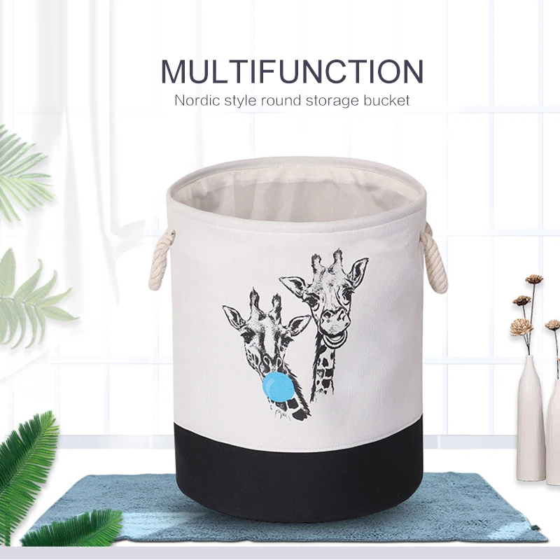 Cute Collapsible Large Laundry Basket Toys Clothes Bucket Laundry Storage Baskets Household Laundry Hamper Bathroom Organizer