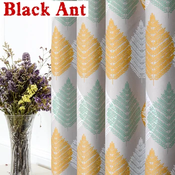

Nordic Colorful Leaves Curtain for Living Room Blackout Curtain for Bedroom Rustic Drape Green Voile Window Panel X690#40
