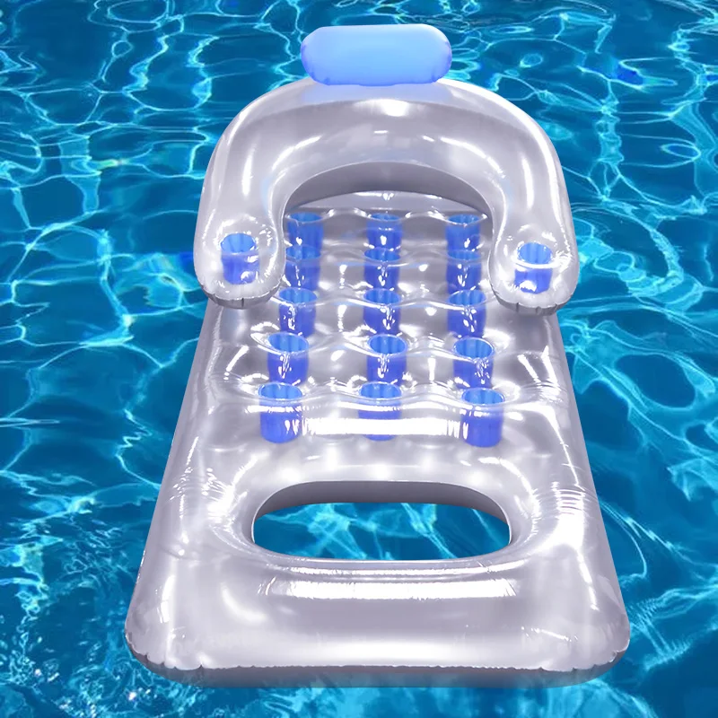 Hamaca de agua flotante clásica para salón francés, colchón inflable reclinable de 176x90cm, Fiesta EN LA Piscina de anillo de natación de mar