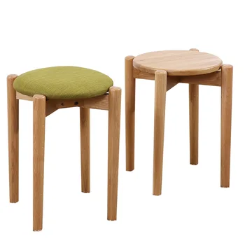 

Solid wood dining stool creative Nordic home stool fabric makeup stool fashion dressing stool