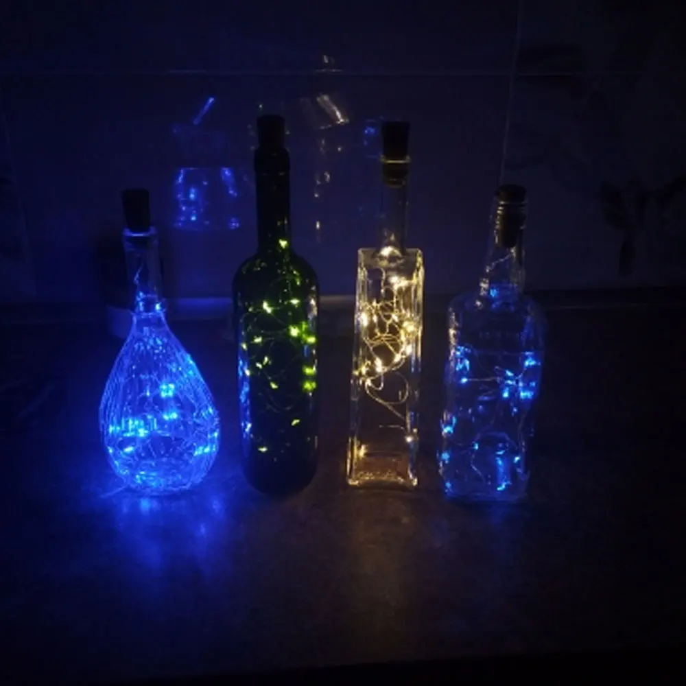 10LED 15LED 20LED Solar LED Cork Wine Bottle Stopper Copper Garland Wire Fairy String Light 1M/1.5M/2M Outdoor Party Decoration