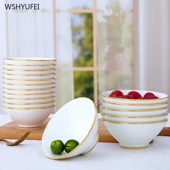 

Bone China Soup Bowl Salad Bowl Food Container Western Dishes Plate Large Small Bowl Ceramic Tableware Wedding Kitchen Supplies