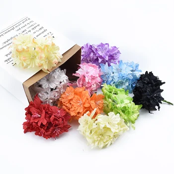 

6/18 Pieces stamen Cherry blossoms silk Butterfly orchid diy gifts box christmas decorations for home wedding artificial flowers