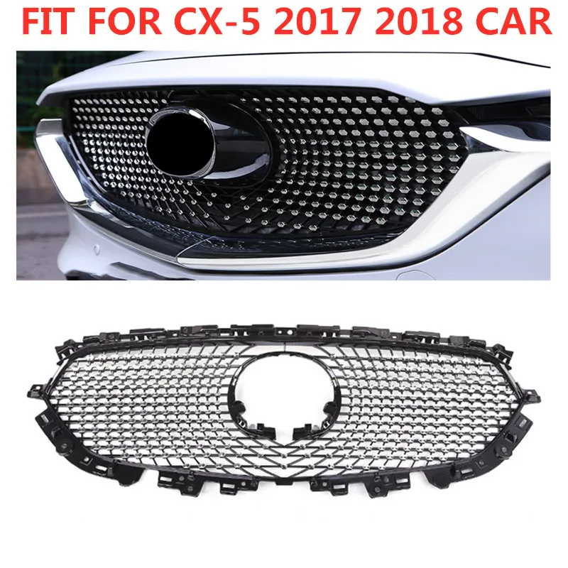 

MODIFIED DIAMOND FRONT RACING GRILLE GRILLS ABS BUMPER MESH MASK TRIMS COVER FIT FOR MAZDA CX5 CX-5 2017 2018 GRILL CAR STYLING