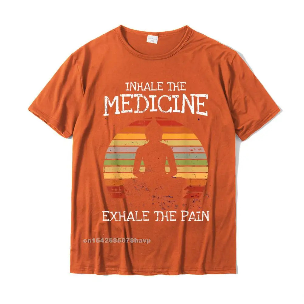 Custom Crewneck T Shirts Summer Fall Tops T Shirt Short Sleeve Retro 100% Cotton Camisa Tshirts Simple Style Man Inhale Exhale Weed Buddha Meditation Retro Pot Smoker Gifts T-Shirt__2348. orange