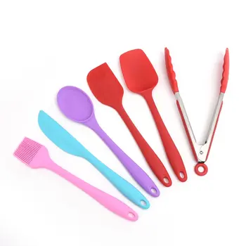 

6pcs/Set Kitchen Gadgets Silicone Scrappers Cream Butter Cake Spatulas Silicone Brush Food Clip Non-Stick Pastry Tool