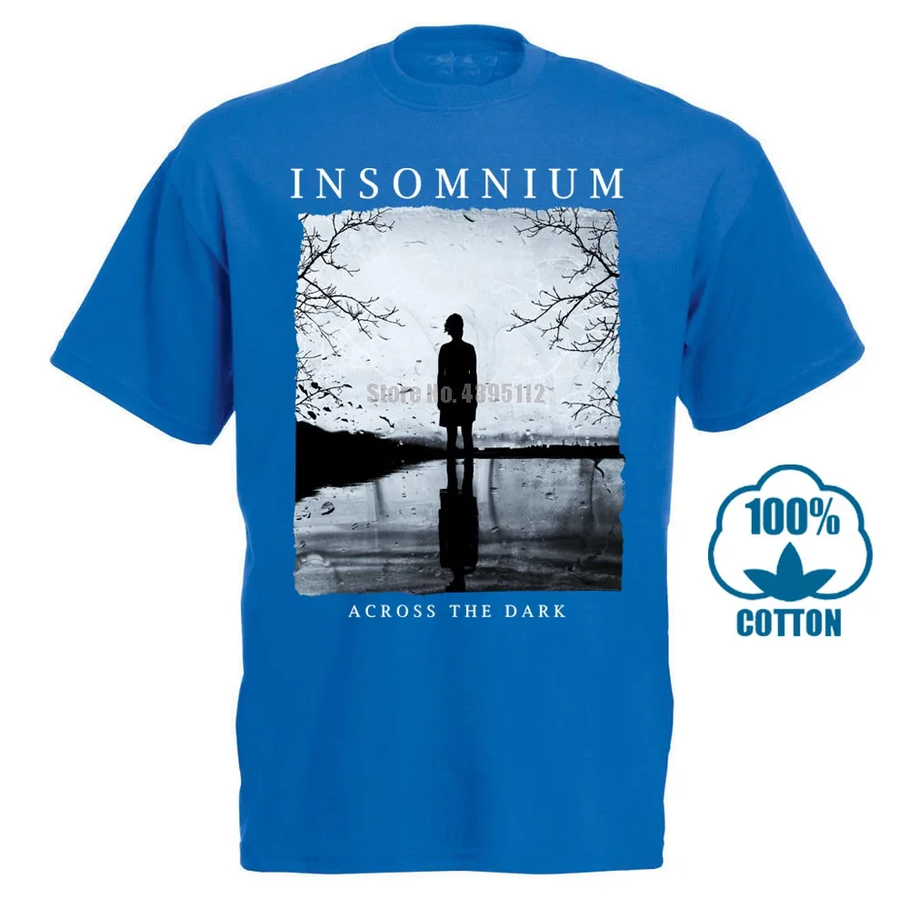 Синий Insomnium/футболка; темные футболки; летняя футболка с короткими рукавами; Новинка 011453 года - Цвет: Синий