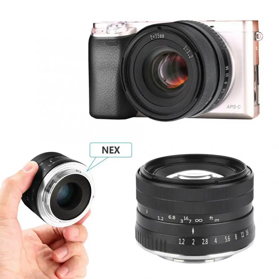 35 мм f1.2 APS-C ручная фокусировка объектива для sony байонетное крепление типа Е A7III A9 NEX 5T NEX 5R NEX 6 7 для sony A6500 A6300 A6000 A5100 A5000