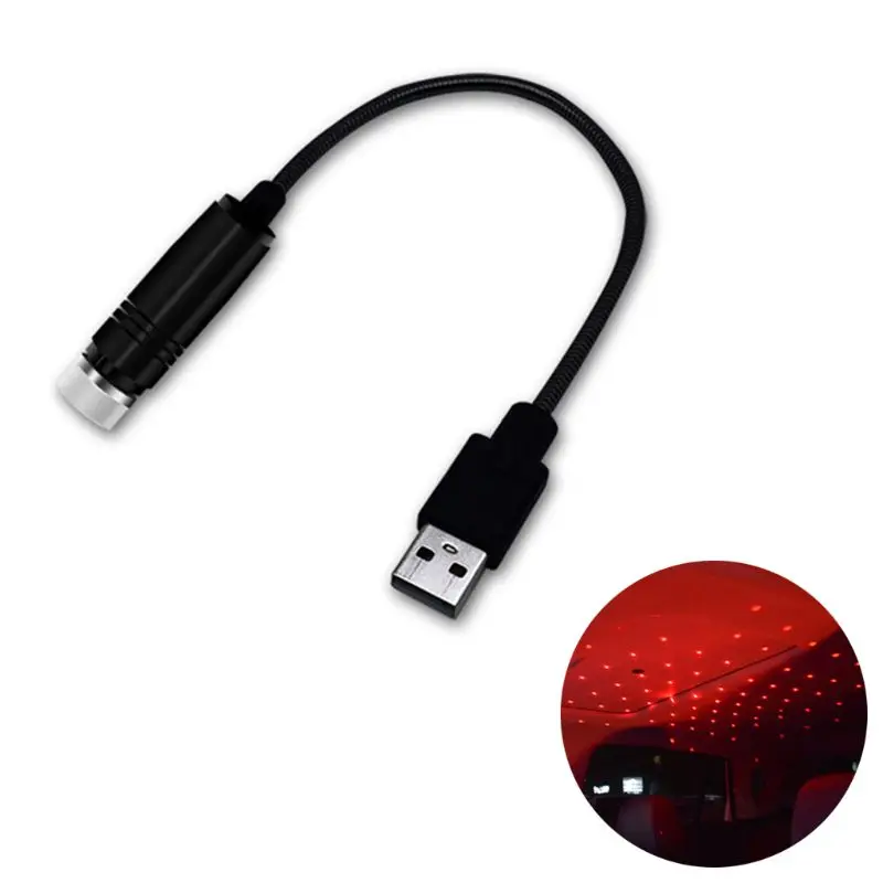Красный USB мини-светодиод машины крыша проектор светильник s домашние автомобили звездное небо Метеор светильник - Название цвета: Красный