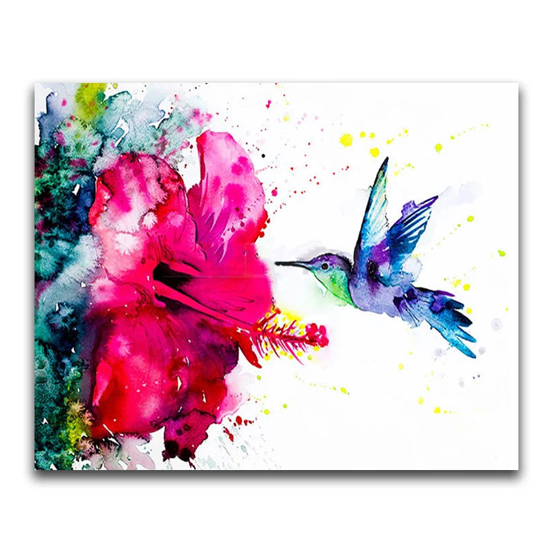 5D DIY Diamond painting Cross stitch Cartoon Bird Full Square Diamond embroidery Color Hummingbird Round Diamond mosaic Flower