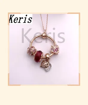 

100% 925 Sterling Silver 1: 1 Magic Forest ZT0412 Rose Gold Letter O Pendant Temperament Necklace Female