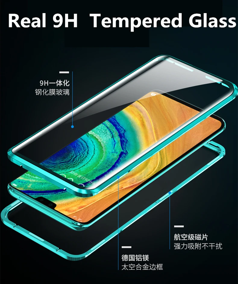 Для huawei mate 30 pro Чехол на магните спереди+ сзади из закаленного стекла 360 адсорбционный чехол для mate 30 pro