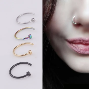 

1pc/lot 6/8/10mm Punk Stainless Steel Fake Nose Ring C Clip Lip Ring Earring Helix Rook Tragus Faux Septum Body Piercing Jewelry