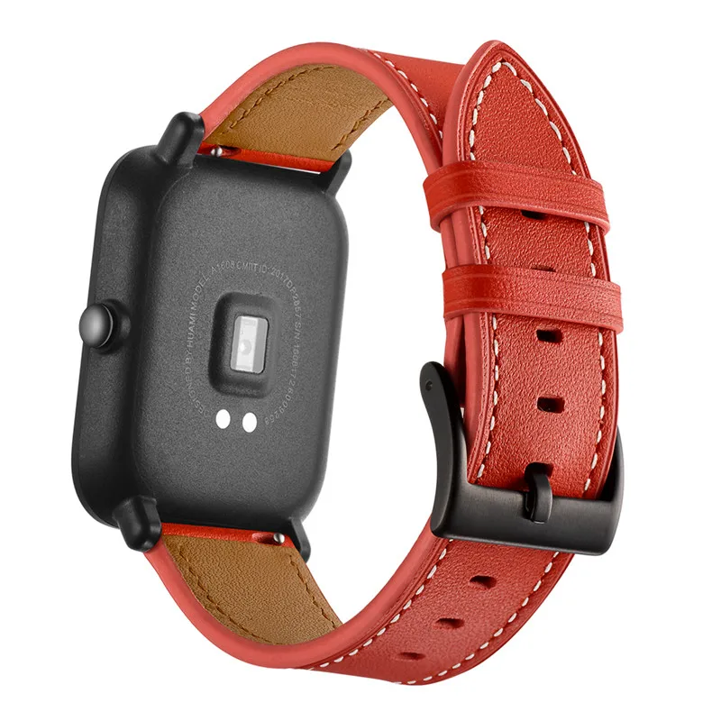 Кожаный ремешок для Xiaomi Huami Amazfit ремешок Bip спортивные умные часы с металлической пряжкой AMAZFIT GTS/GTR 42 мм браслет ремень