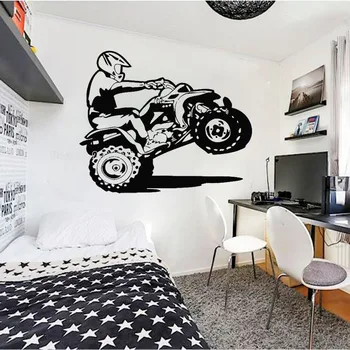 

Quad Bike Race Motor Racing Rider Extreme Sport Art Vinyl Stickers Wall Decals Teens Bedroom Playroom Home Wall Art Decor LL452