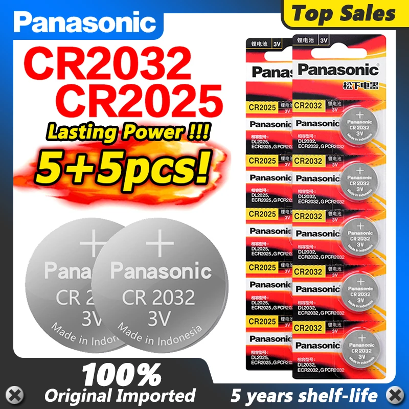 Часовая батарейка PANASONIC 3 в 5 шт. Cr2025 + Cr2032 часовая CR 2032 2025 монеты пилы для