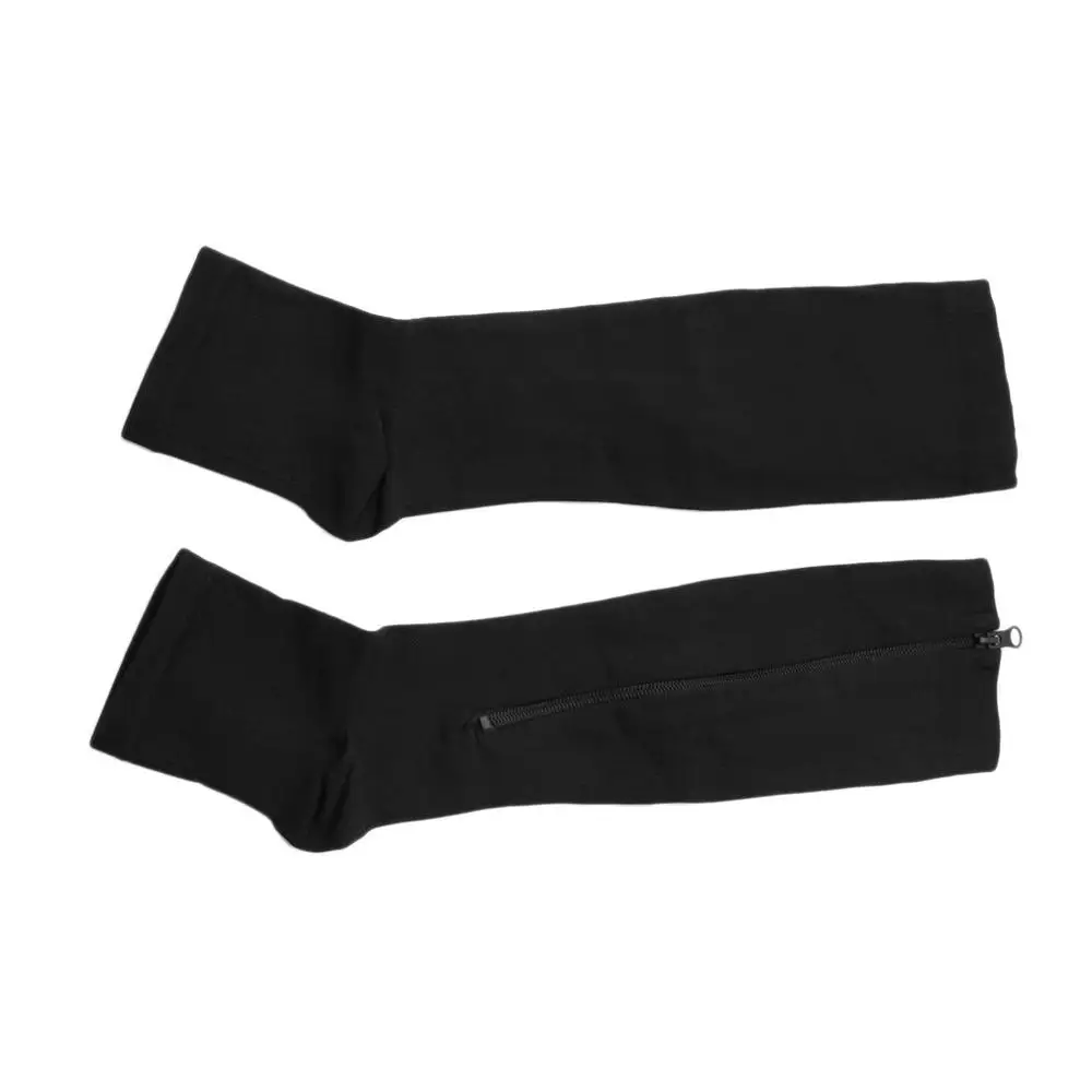 Женские очаровательные утягивающие Компрессионные носки на молнии, поддерживающий ногу колено, открытый носок, бедра, чулки, удобные ноги - Цвет: black S