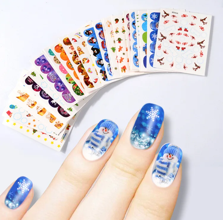 Decalque do Unha e Adesivos Floco de Neve Boneco de Neve Venda Quente Novas Chegadas 3d Faça Você Mesmo Arte Manicure Beleza Marca Dsnowágua Natal T1640 45 Pçs - Set 6 Beleza e saúde