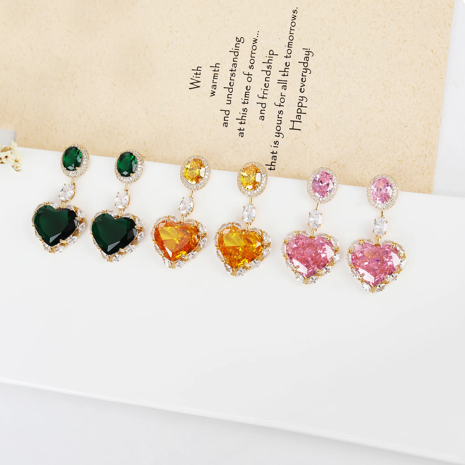 Lovely Heart CZ Earrings for Wedding Bride Crystals Dangle Earring for Women,Popular Jewelry Accessories CE11619