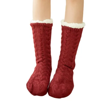 

Soft Thick Warm Snowflake Slipper Socks Winter Knit Fleece Pregnant Women Men Home Office Socks EIG88