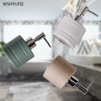 

Ceramic Emulsion Silver Press Head Portable Soap Dispenser Home Hotel Club Hand Wash Bathroom Liquid Shower Gel Shampoo Bottle