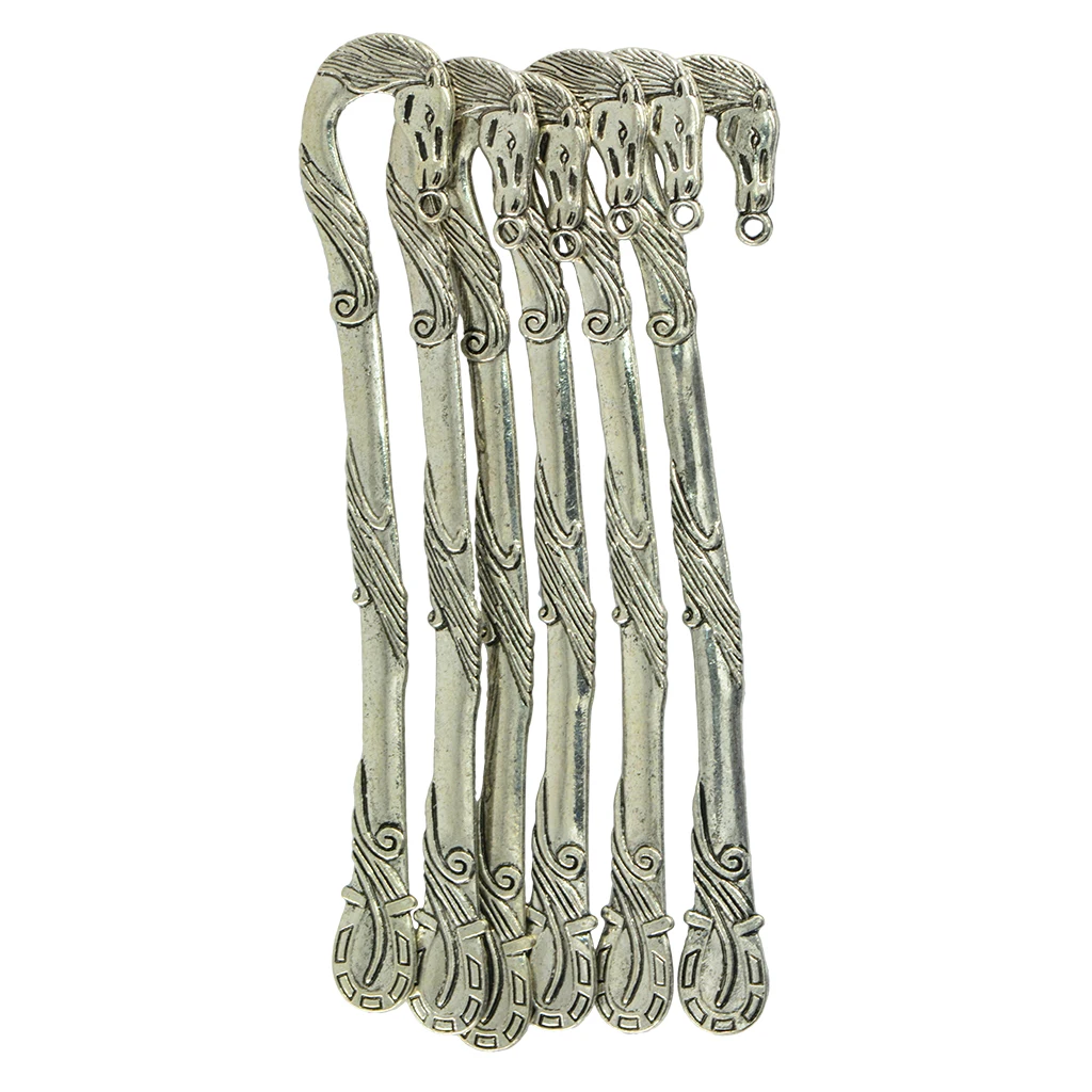 6 Pieces Carving Horse Design Book Mark Charms Pendant Findings For Crafts