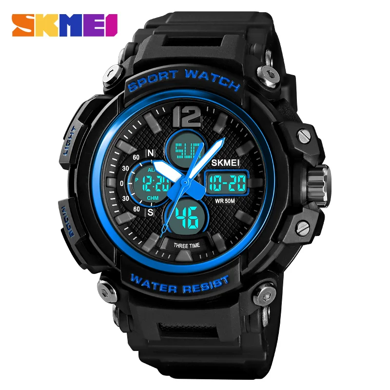 SKMEI Relogio Masculino 1498 Мужские Цифровые часы с двойным дисплеем Хронограф Спортивные 5
