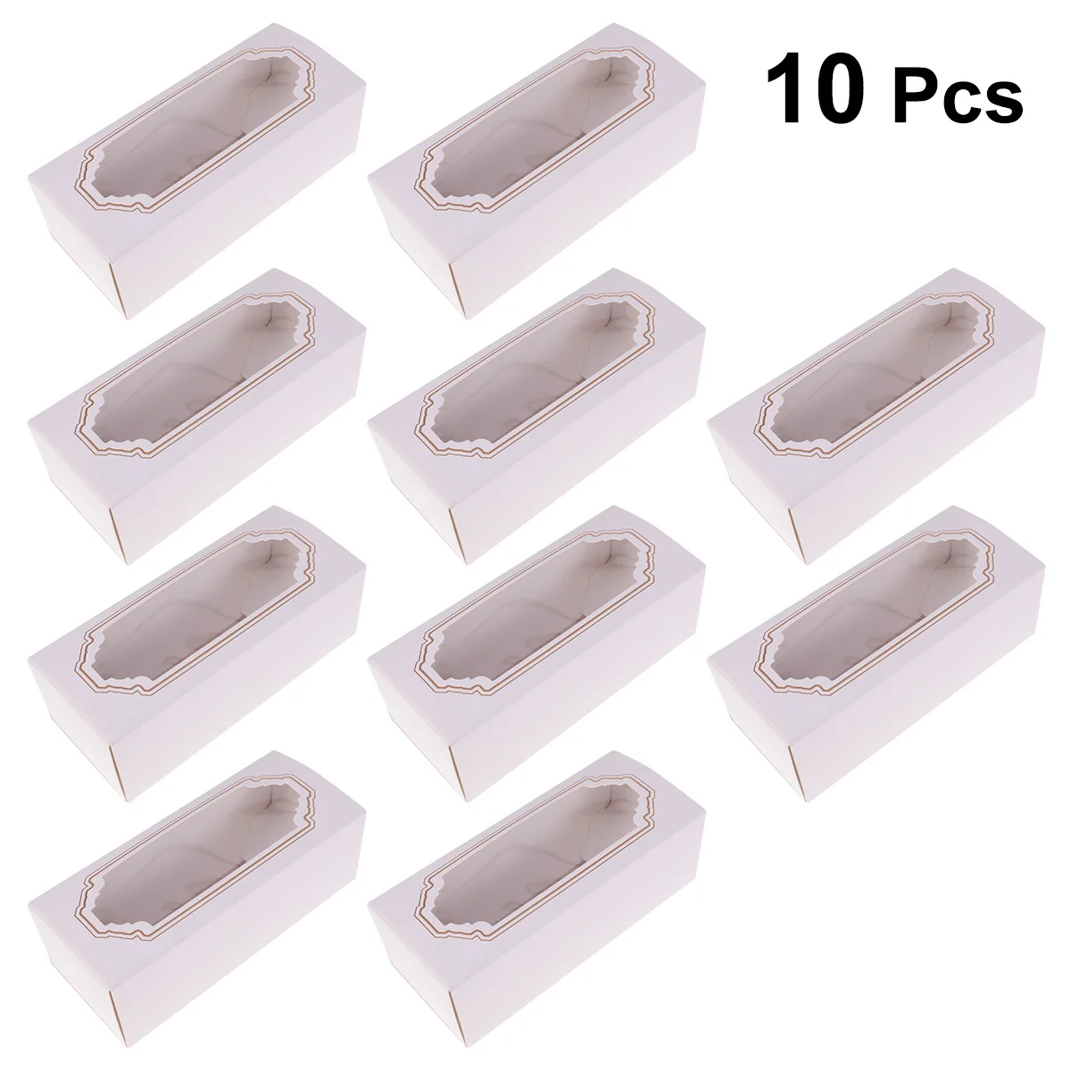 

10pcs Baking Box White Card Paper Macaron Box With Window Small Cookie Cake Dessert Party Gift Packing Box With Clear Window