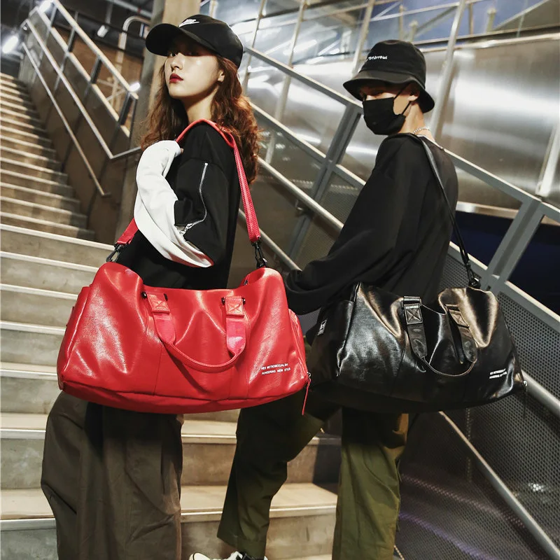 Travel Women Gym Bag Men Large Small Weekend Bag Dry And Wet Fitness Handbag Male Female Sports PU Leather Handbag Outdoor Bags travel bag
