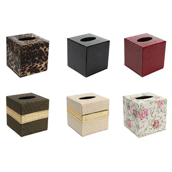 

Durable Room Car PU Leather Square Tissue Box Paper Holder Case Cover Napkin