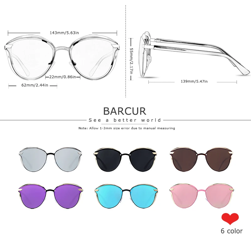 BARCUR Round Sunglasses Women Polarized Sunglasses BC8705